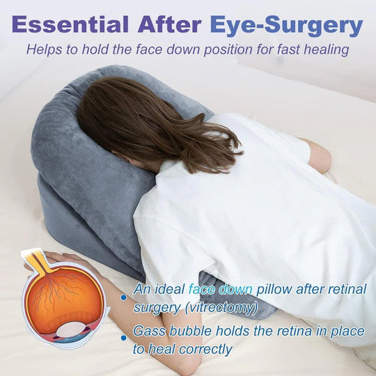 Face Down Recovery Pillow with Face Cavity Opening