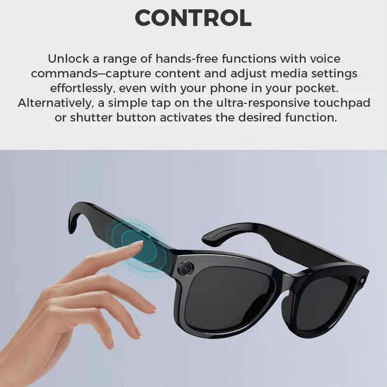 Smart Glasses with Built-In Video Camera and Bluetooth Audio