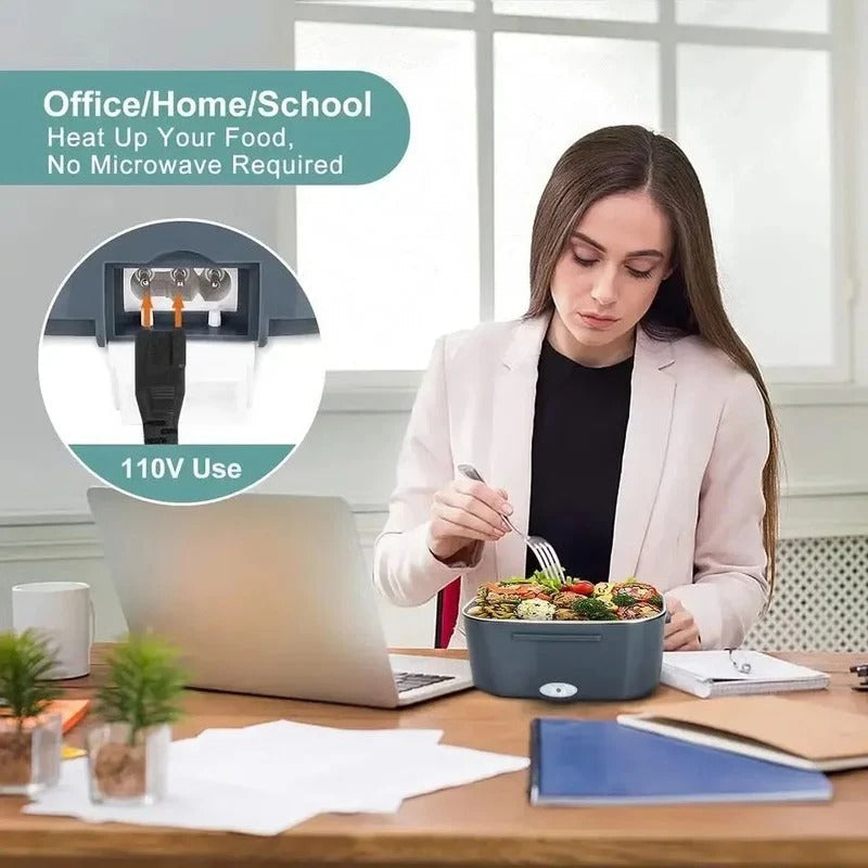 Plug-In Electric Heated Lunch Box with Insulated Container for Car, Office, and Travel Meals