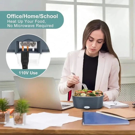 Plug-In Electric Heated Lunch Box with Insulated Container for Car, Office, and Travel Meals