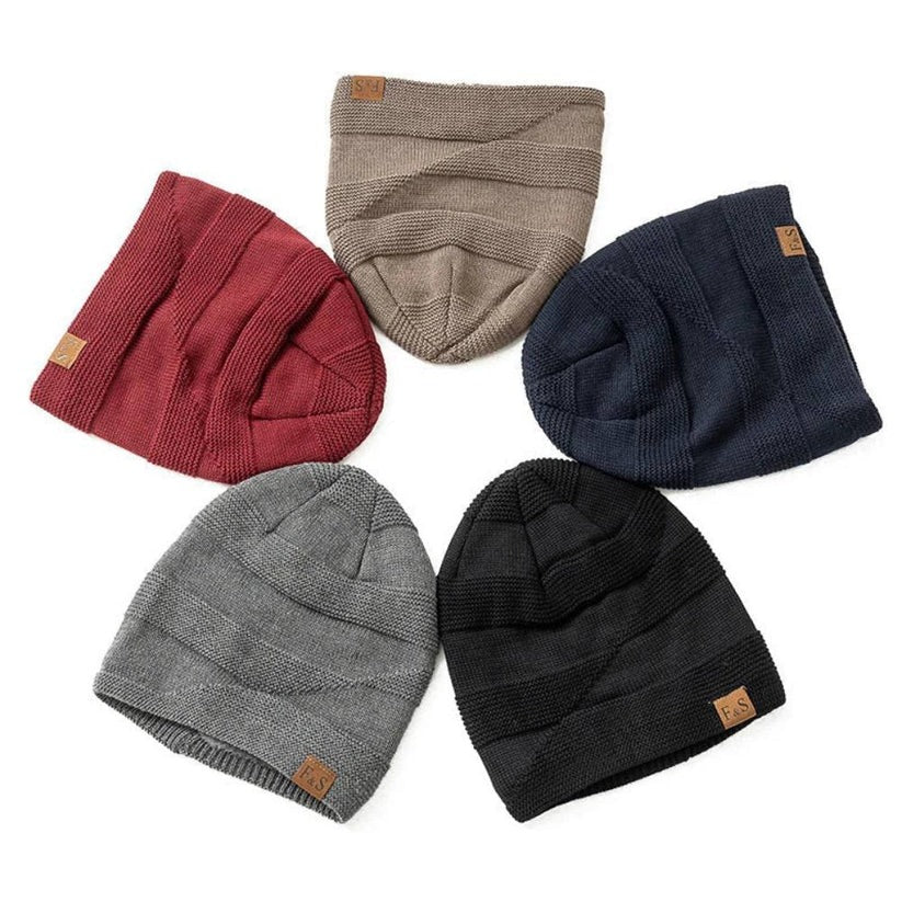 Acrylic Knit Slouch Beanie for Men, Warm Winter Cold Weather Hat