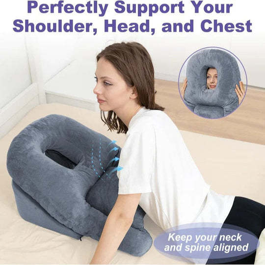 Face Down Recovery Pillow with Face Cavity Opening