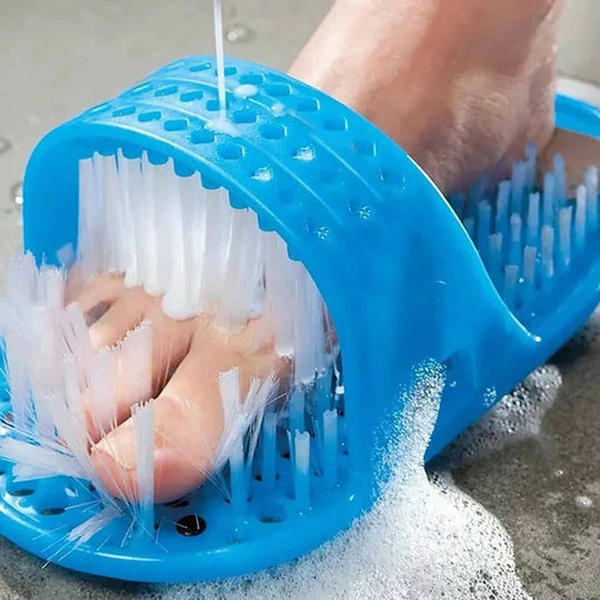 Foot Scrubber for Shower with Contoured Bristles and Grip Base