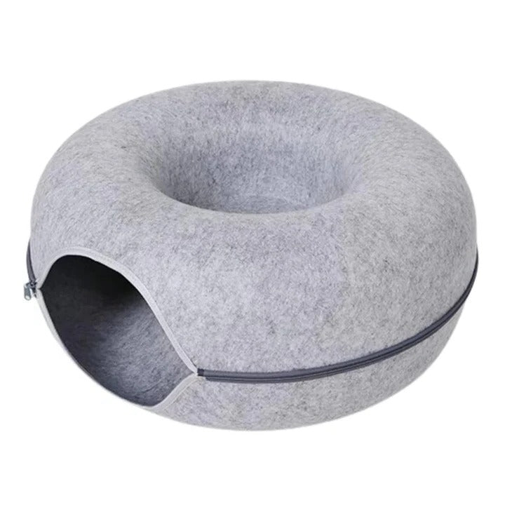 Round Donut Cat Bed with Plush Cushion