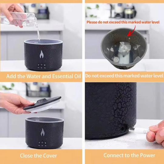 Volcano Shaped Essential Oil Diffuser with Night Light and Remote Control