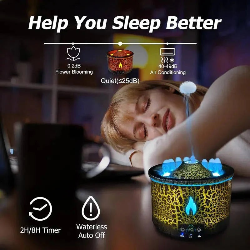 Volcano Shaped Essential Oil Diffuser with Night Light and Remote Control