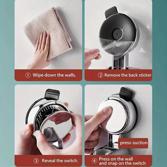 No Drill Adhesive Shower Head Holder, Adjustable 360 Degree Wall Mount Bracket