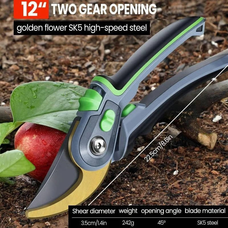 Steel Blade Pruning Shears with Ergonomic Grip for Easy Cutting