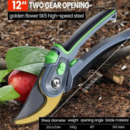 Steel Blade Pruning Shears with Ergonomic Grip for Easy Cutting