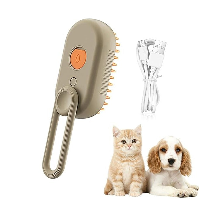 Pet Grooming Brush with Steam Spray and Hair Removal Comb