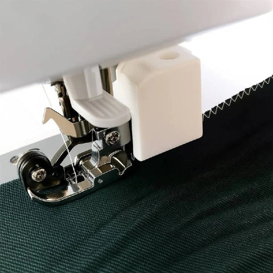 Serger Presser Foot Attachment for Simultaneous Cutting and Stitching