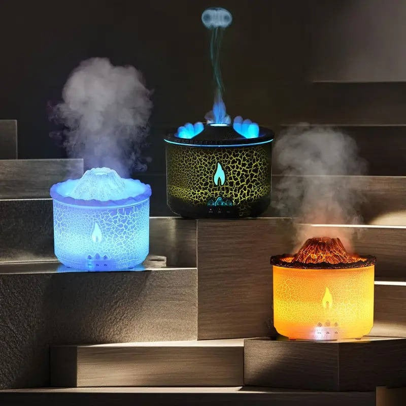 Volcano Shaped Essential Oil Diffuser with Night Light and Remote Control