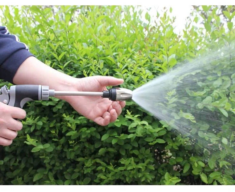 Stainless Steel Garden Hose Nozzle with Long Handle and Spray Modes