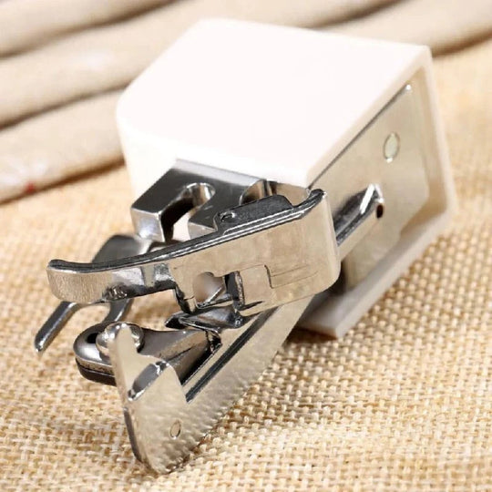 Serger Presser Foot Attachment for Simultaneous Cutting and Stitching