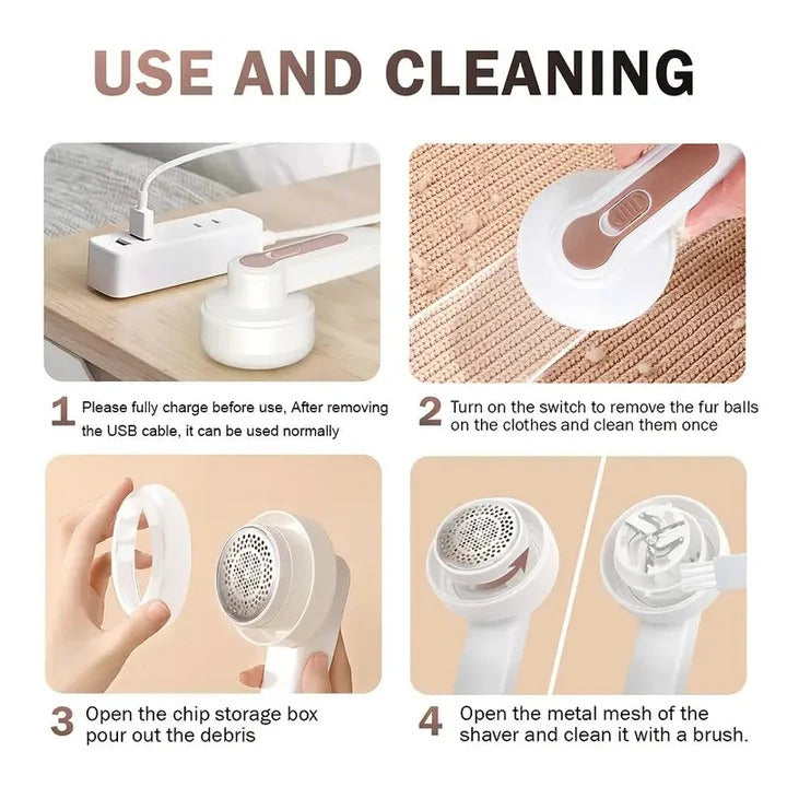 Electric Lint Remover with Rechargeable Battery for Garments and Upholstery