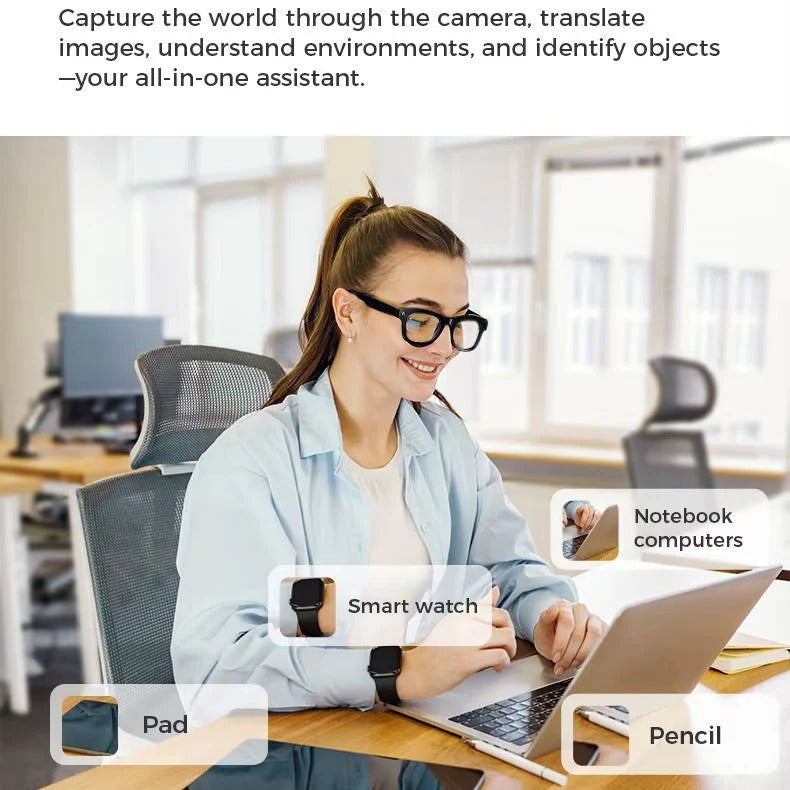 Smart Glasses with Built-In Video Camera and Bluetooth Audio