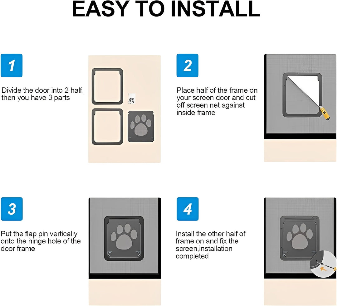 Pet Screen Door Insert with Mesh Flap for Dogs and Cats