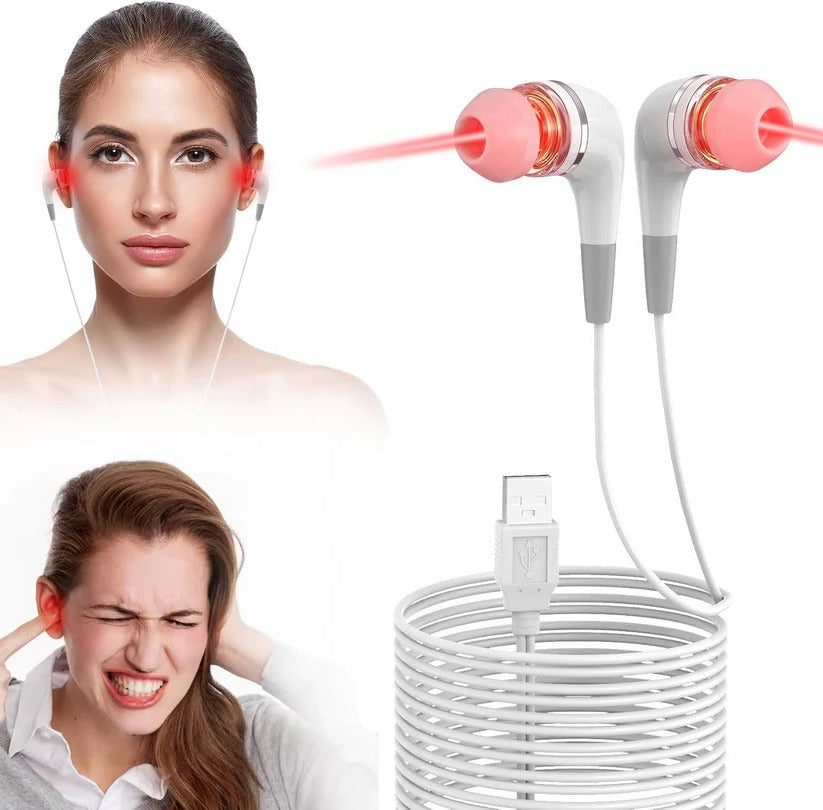 Portable 650nm LED Ear Device with Silicone Tips and USB Connection
