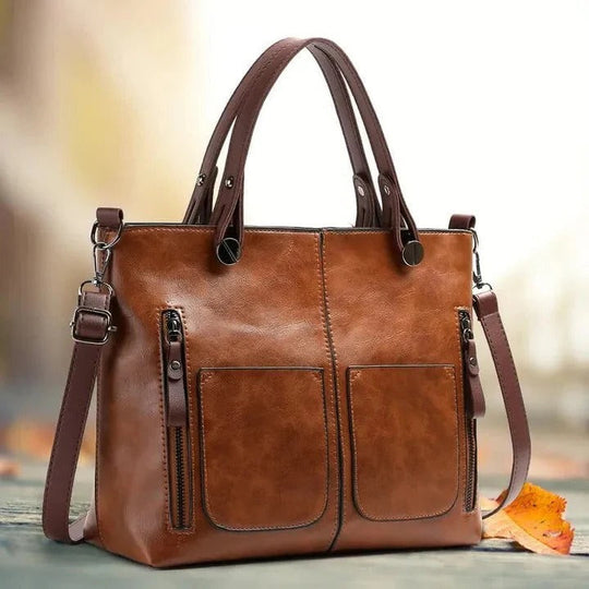 Classic Leather Handbag with Minimalist Design