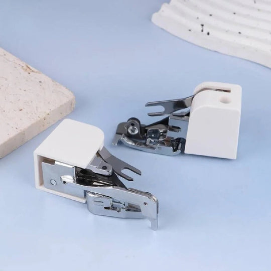 Serger Presser Foot Attachment for Simultaneous Cutting and Stitching