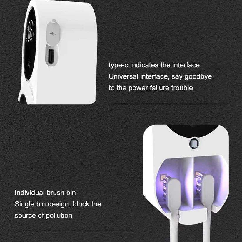 Wall Mount UV Toothbrush Holder with Touchless Sensor Organiser