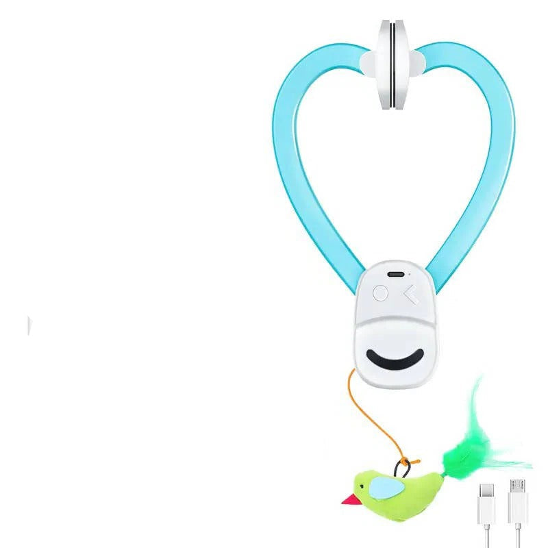 Automatic Rotating Feather Cat Toy with Clip Mount and Timer
