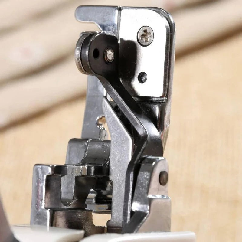 Serger Presser Foot Attachment for Simultaneous Cutting and Stitching