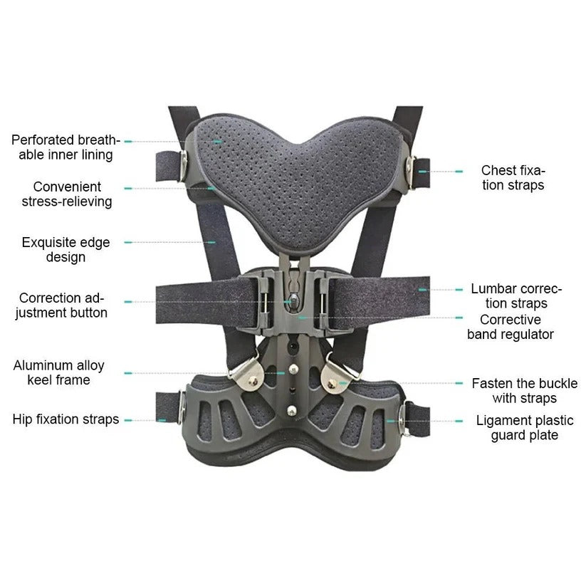 Adjustable Spinal Support Brace with Height Control and Posture Support
