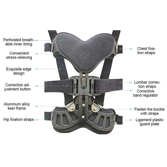 Adjustable Spinal Support Brace with Height Control and Posture Support