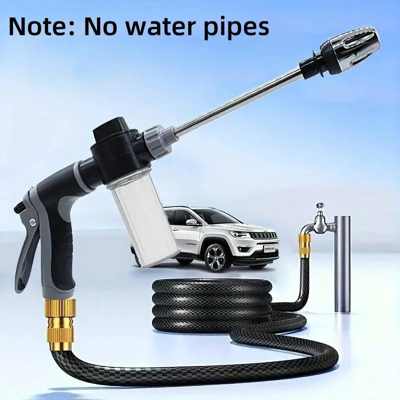 Stainless Steel Garden Hose Nozzle with Long Handle and Spray Modes