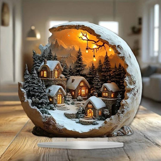 Rustic Acrylic Christmas Ornament Figurine for Table Holiday Decor
