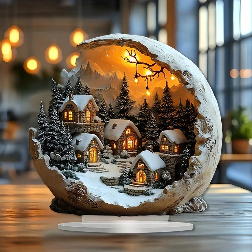 Rustic Acrylic Christmas Ornament Figurine for Table Holiday Decor