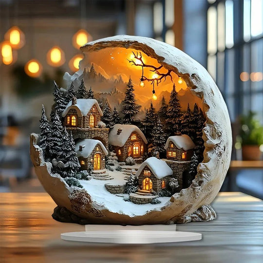 Rustic Acrylic Christmas Ornament Figurine for Table Holiday Decor