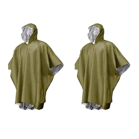 Unisex Reversible Rain Poncho Set for Hiking and Outdoor Use, Pack of 2