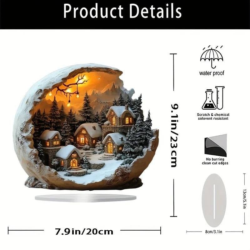 Rustic Acrylic Christmas Ornament Figurine for Table Holiday Decor