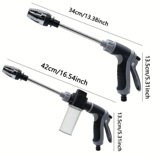 Stainless Steel Garden Hose Nozzle with Long Handle and Spray Modes