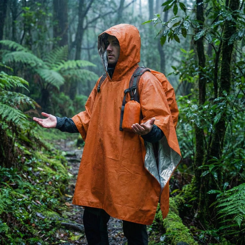 Unisex Reversible Rain Poncho Set for Hiking and Outdoor Use, Pack of 2