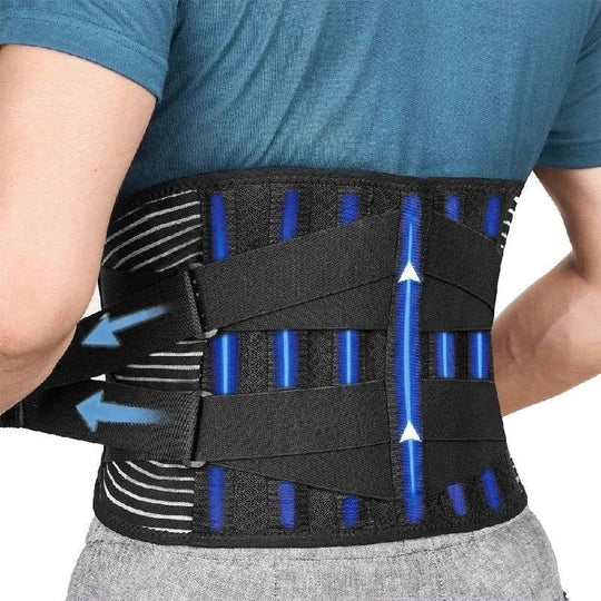 Adjustable Lumbar Support Belt Wrap with Dual Metal Spring Stabilizers