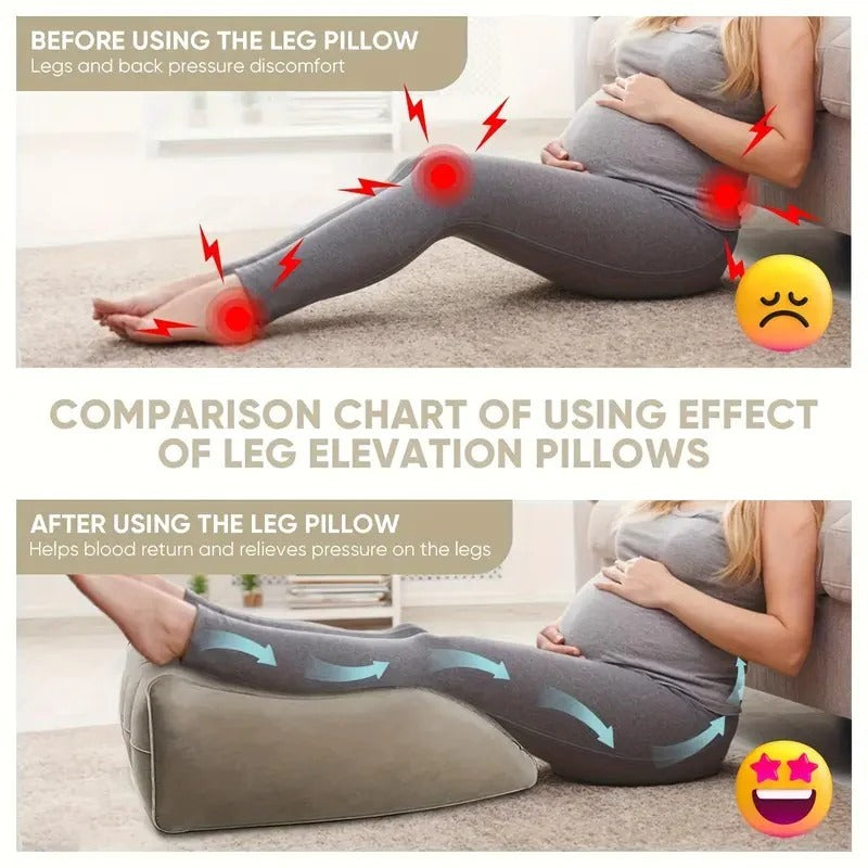 Inflatable Leg Rest Pillow with Adjustable Elevation and Storage