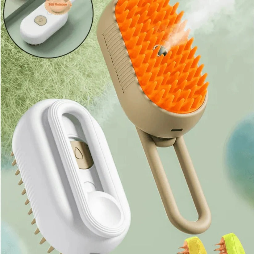 Pet Grooming Brush with Steam Spray and Hair Removal Comb