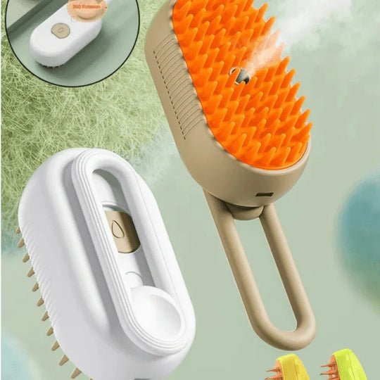 Pet Grooming Brush with Steam Spray and Hair Removal Comb