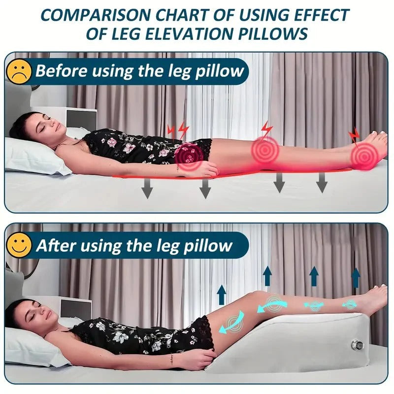Inflatable Leg Rest Pillow with Adjustable Elevation and Storage