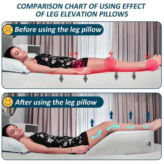 Inflatable Leg Rest Pillow with Adjustable Elevation and Storage