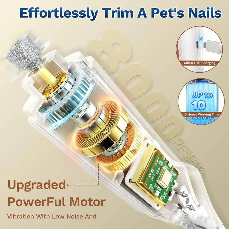 Rechargeable Dog and Cat Nail Grinder with Low Noise Operation