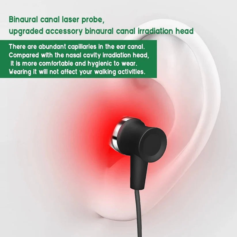 Rechargeable 650nm Red Light Device with Dual Ear and Nasal Probes