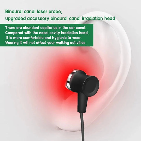 Rechargeable 650nm Red Light Device with Dual Ear and Nasal Probes
