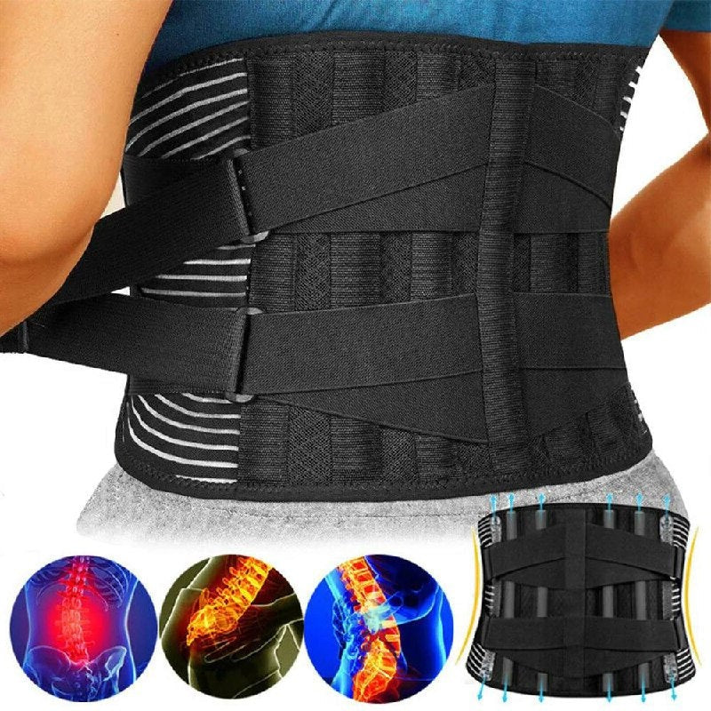 Adjustable Lumbar Support Belt Wrap with Dual Metal Spring Stabilizers