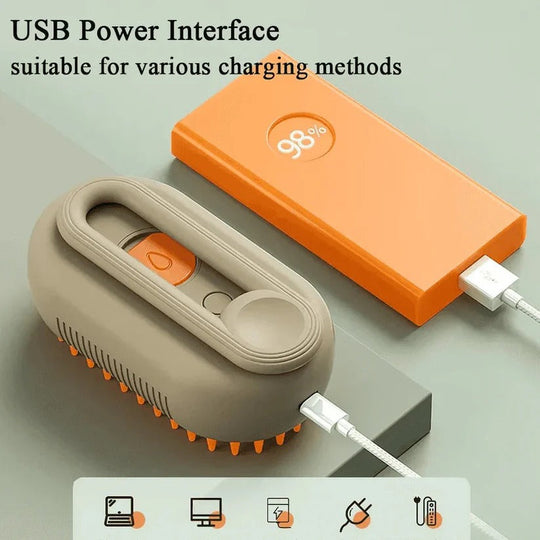 Pet Grooming Brush with Steam Spray and Hair Removal Comb
