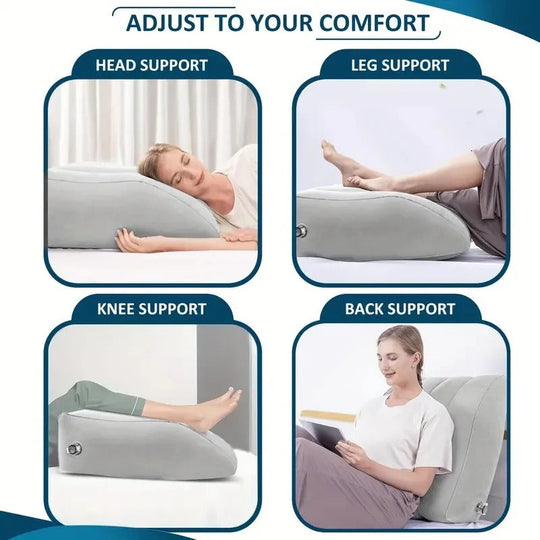 Inflatable Leg Rest Pillow with Adjustable Elevation and Storage