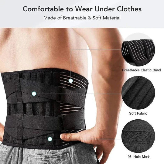 Adjustable Lumbar Support Belt Wrap with Dual Metal Spring Stabilizers